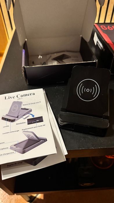 Carregador sem fio com Câmera Vigilância Oculta