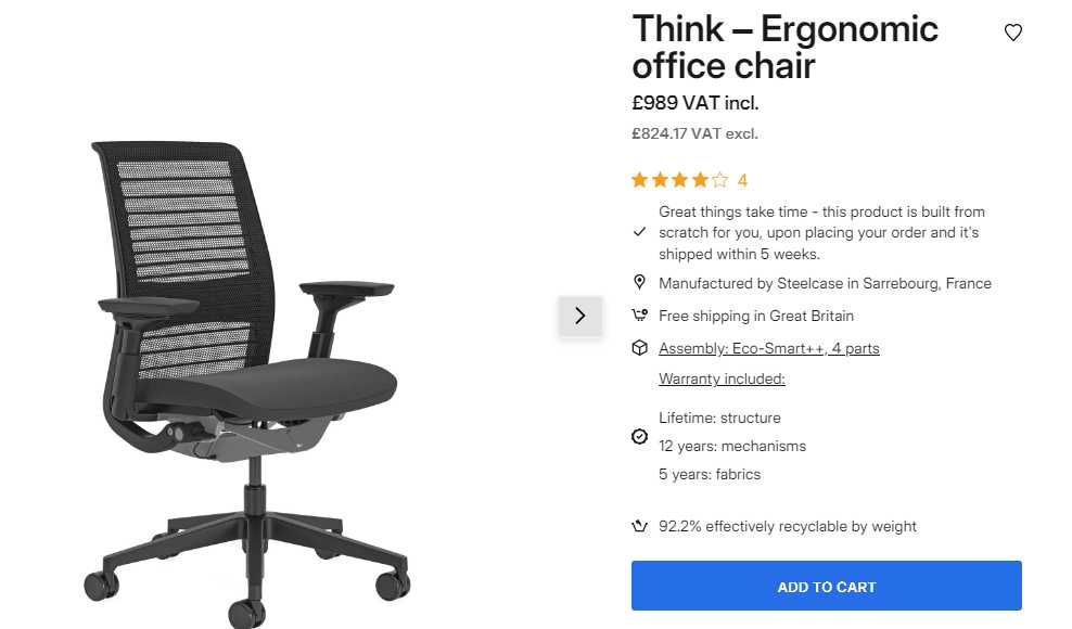Steelcase Think V1 ергономічне офісне крісло