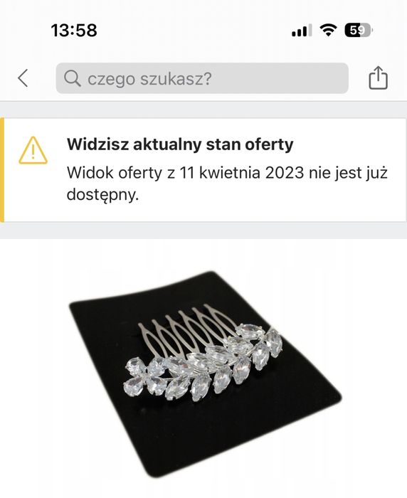 Grzebień ozdoba do włosów ślub
