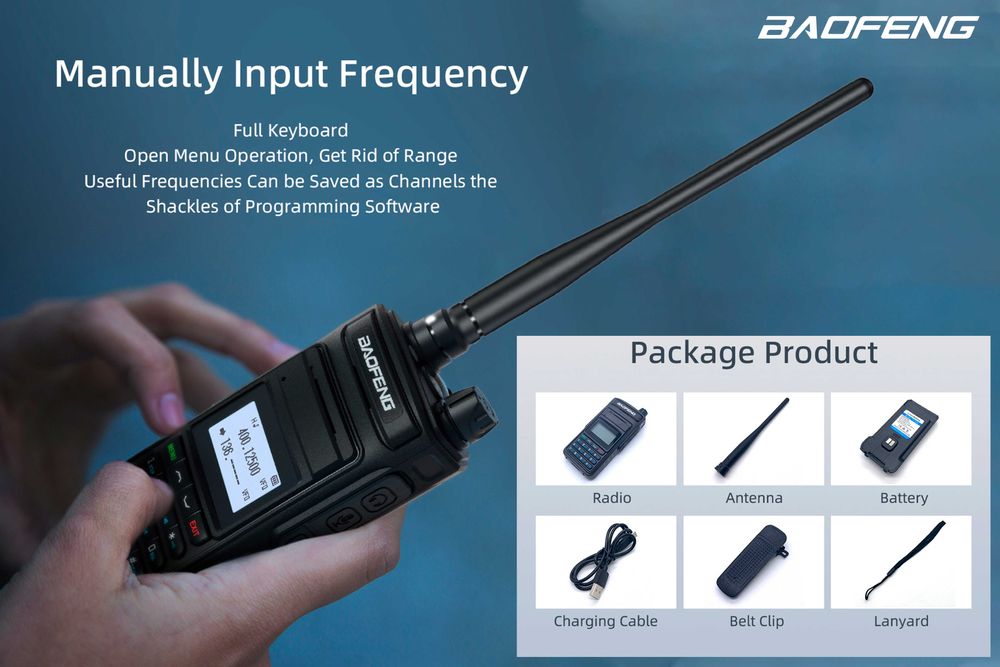 Rádio Baofeng 999 canais 10watts carregamento USB tipo-c