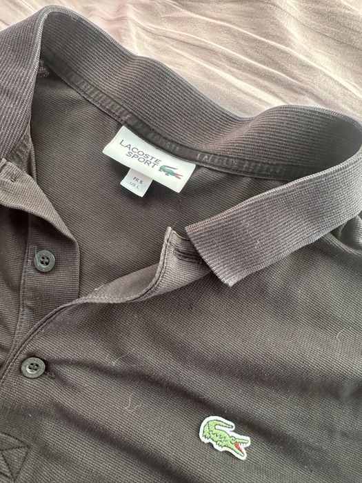 Черное поло Lacoste с длинным рукавом