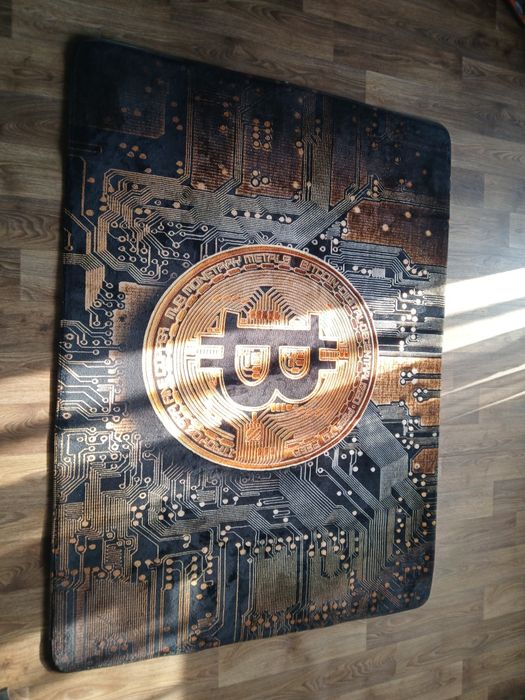Ковёр Bitcoin для зала или спальни с изображением монеты на подарок