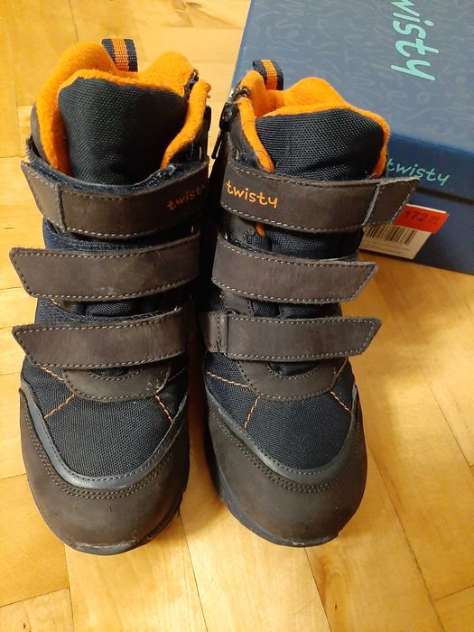Buty zimowe śniegowce, skórzane, r.34