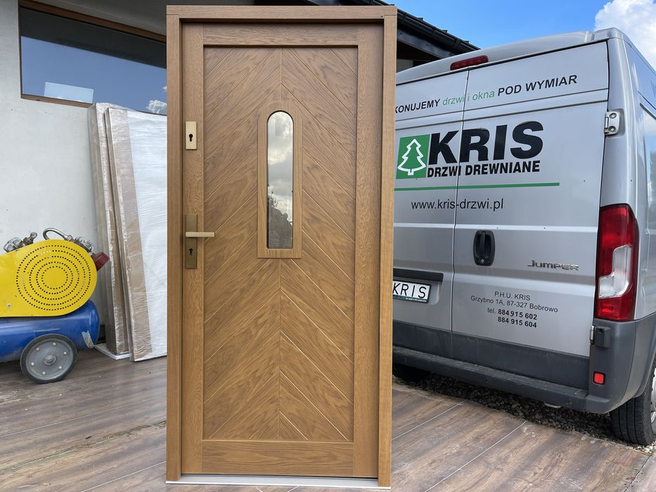 Drzwi wejściowe zewnętrzne drewniane Czyste Powietrze dostawa Montaż