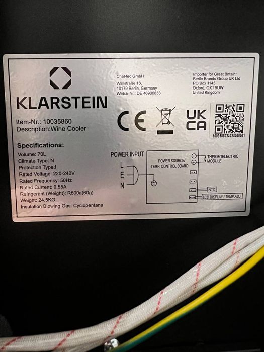 Холодильник винний з Німеччини Klarstein Barolo 28 Uno 10035860