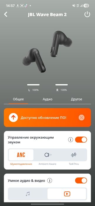 Навушники-вкладиші бездротові TWS JBL Wave Beam 2 Black (JBLWBEAM2BLK)