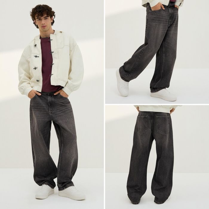 Широкі Джинси BERSHKA Baggy Fit Оригінал Широкие Джинсы Мужские Черные Серые