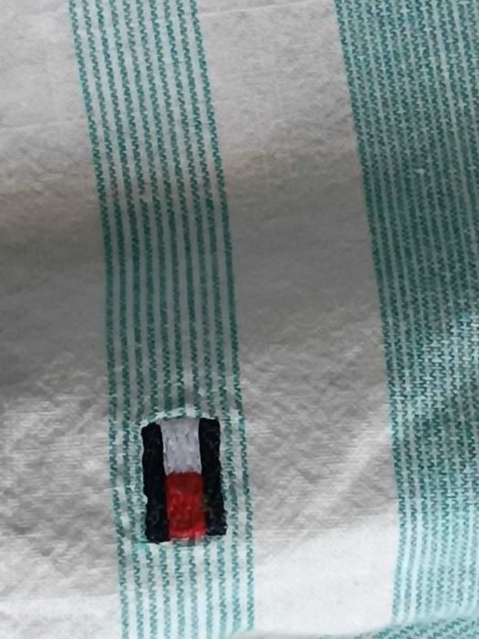 Koszula męska w paski miętowo kremowe 100% bawełna  M/L Tommy Hilfiger