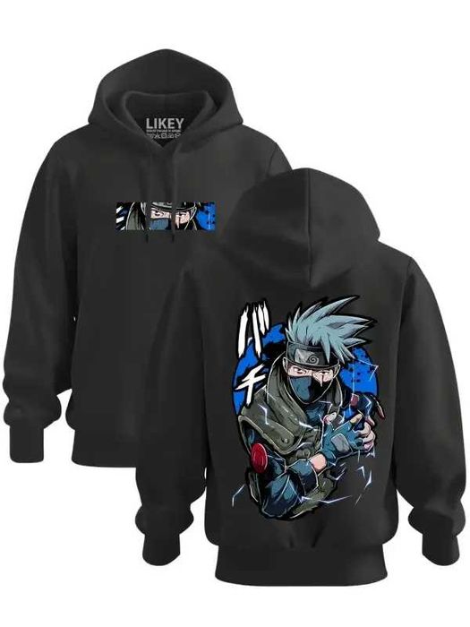 Чорне худі з принтом аніме Hatake Kakashi Хатаке Какаші