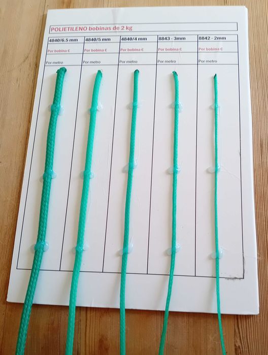 Linha entrançada verde de polietileno, bobinas de 2 kg