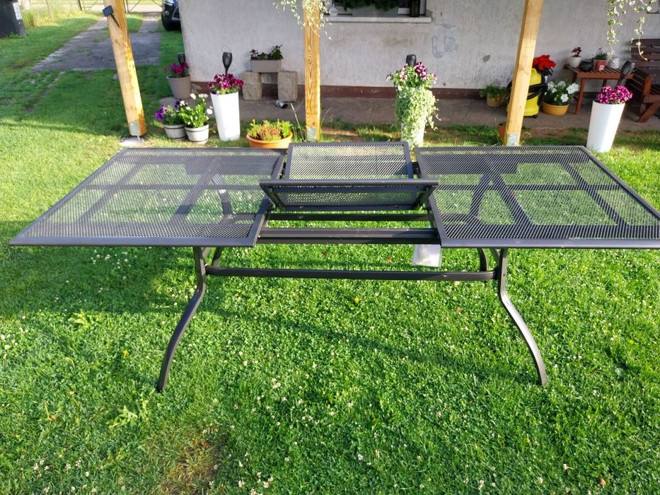 Stół ogrodowy aluminiowo szklany