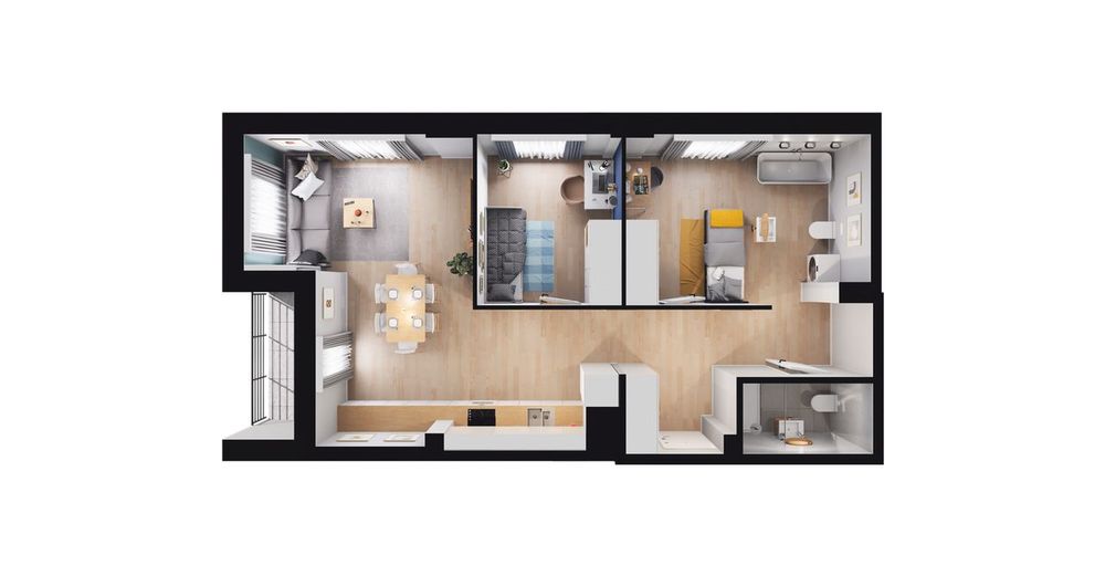 3-pokojowe mieszkanie 61 m² + balkon Bezpośrednio - Widok 3