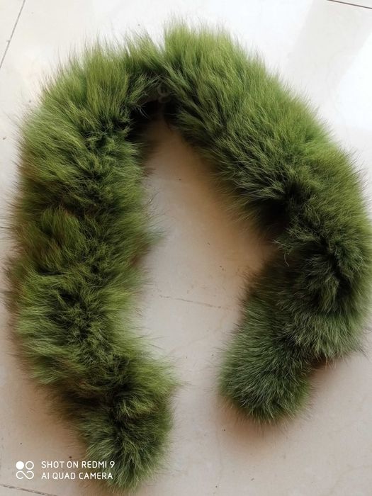 Obszycie kaptura kołnierza lis naturalny 80 cm khaki