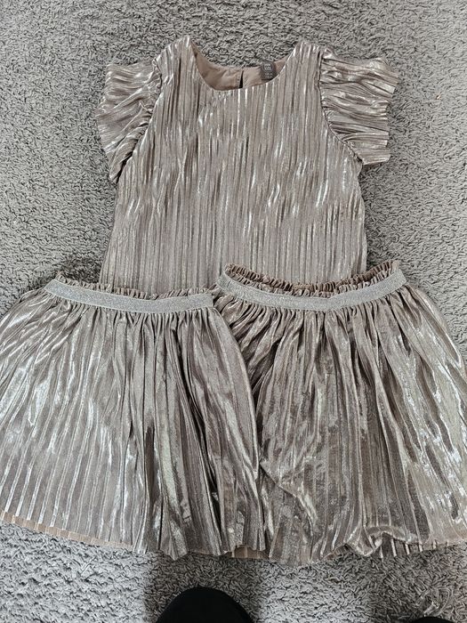 Zestaw srebrna bluzka spódnica