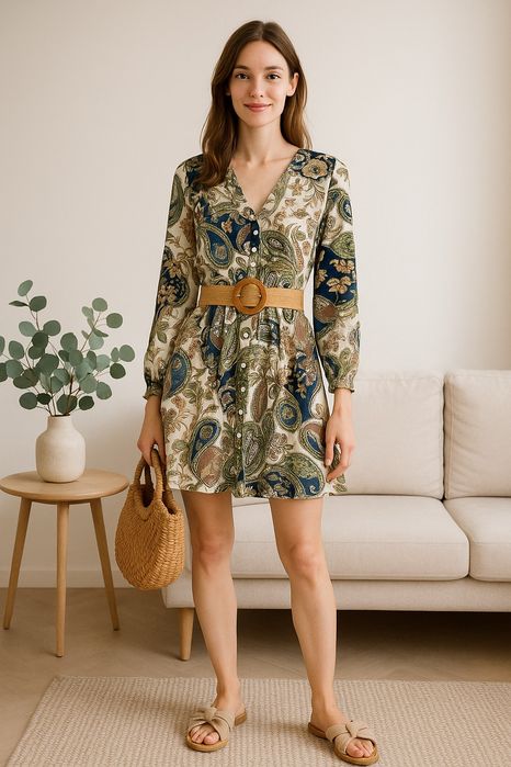 Sukienka damska wzorzysta wiskoza S/M