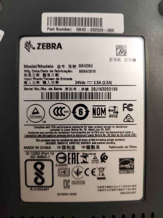 Profesjonalna Drukarka Etykiet Zebra GK420d (Termiczna)