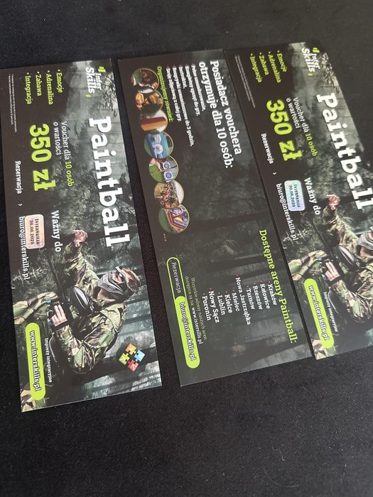 3 szt bilet voucher na paintball wszystko w cenie