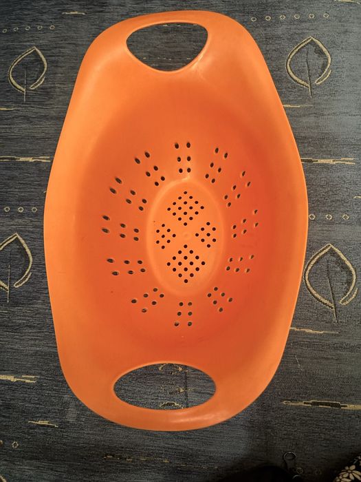 Durszlak Cedzak Kuchenny Pomarańczowy Retro Styl 2 Uchwyty