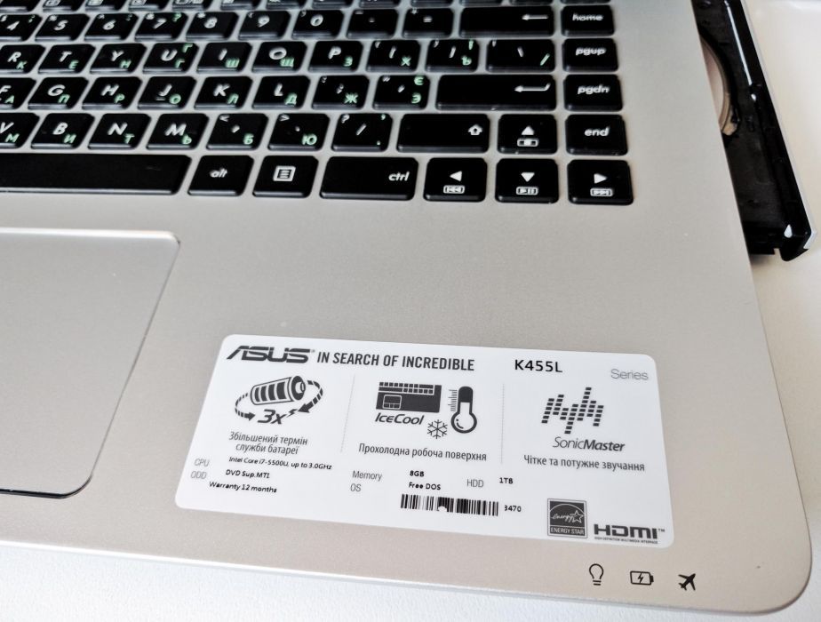 Ноутбук ASUS K455L (Intel i7, 8GB ram. 1Tb hdd)