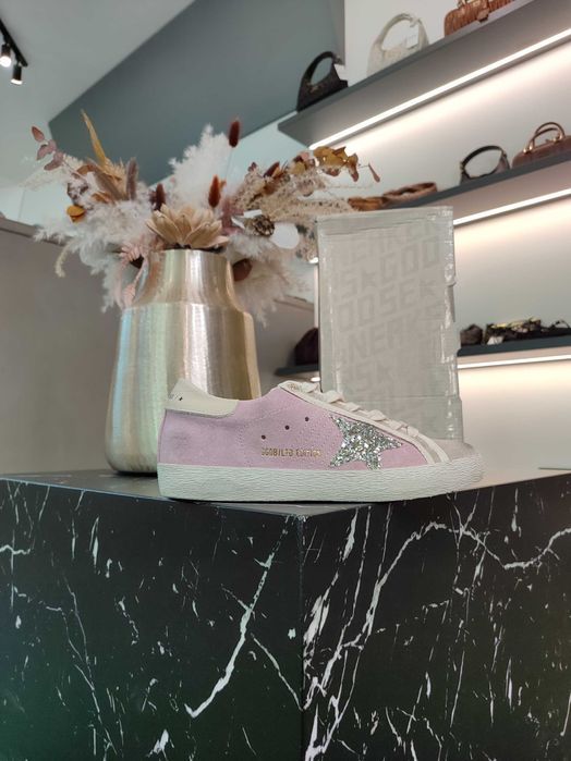 Кеди Golden Goose Super-Star LTD in Pink and Pearl Suede with Glitte