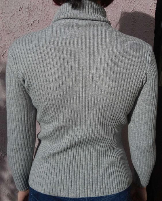 Damski ciepły golf szary S  -  Promocja 2 plus 1 GRATIS.