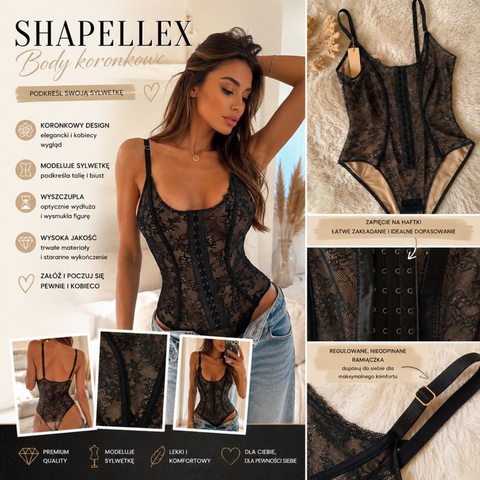 Body Modelujące Shapell X • Luksusowa Bielizna • Nowe z Metką!