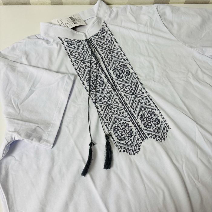 Чоловіча біла футболка/теніска вишиванка ladan 54р. 3xl маломір XL-2XL