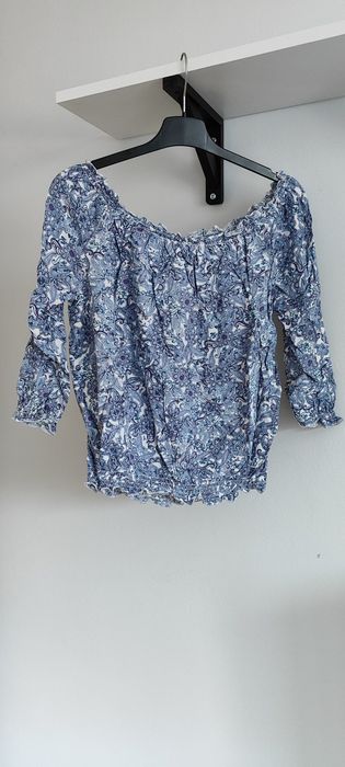 Bluzka hiszpanka niebieska S 36 kwiaty floral