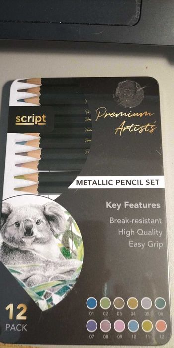 Metalizowane kredki 12 sztuk nowe