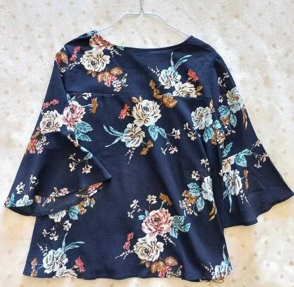 Camisa floral de manga abaloada 3/4 Shein
