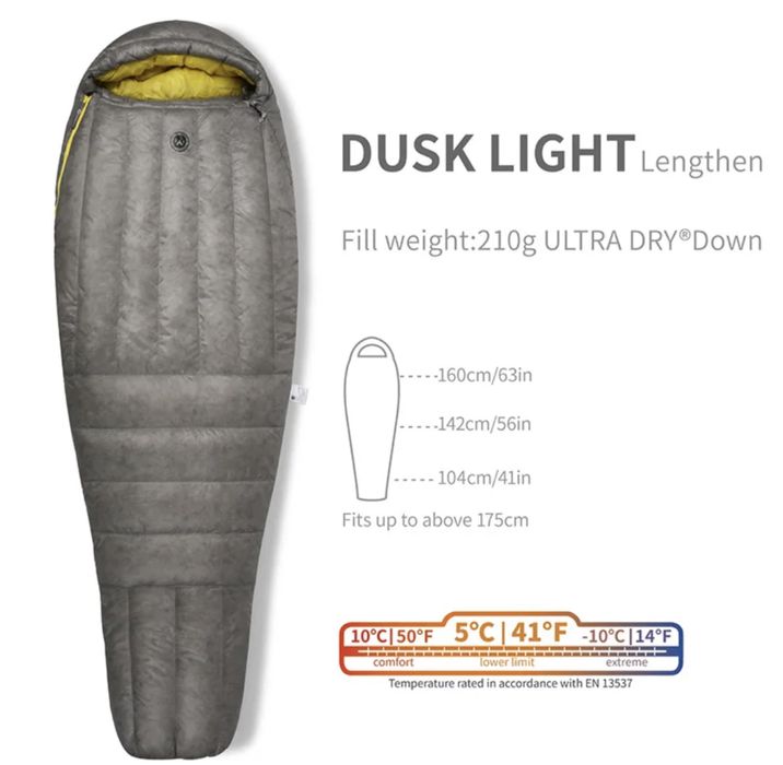 Пуховий спальник Ультралайт 20D 800FP+ 600грам Aegismax Dusk Lite