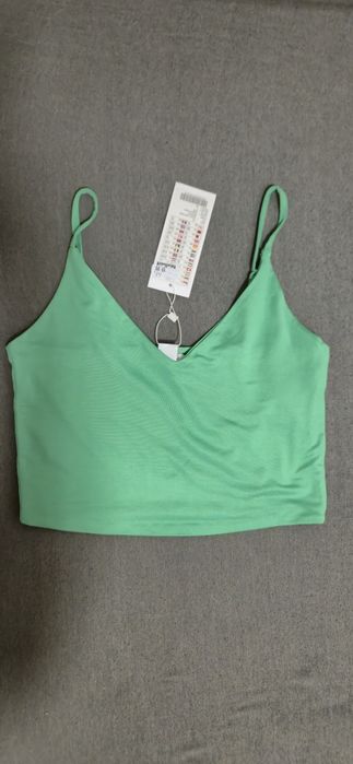 Zielony crop top AMISU New Yorker nowy z metką M