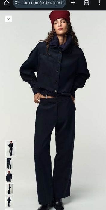 Брюки  Палаццо темно синего цвета Zara Basic