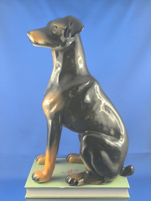 Doberman 39cm Jikohera Czechosłowacja #pies #porcelana #ceramika
