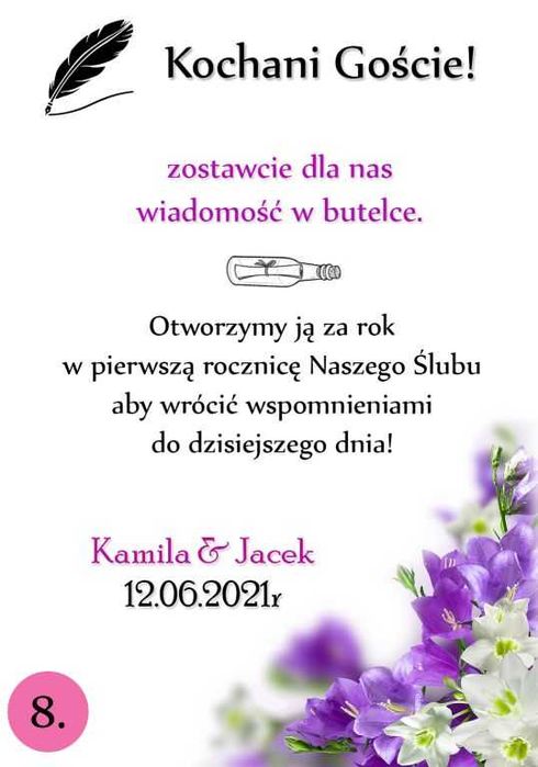 Księga gości w butelce KPLT zestaw na wesele ślub NOWOŚĆ