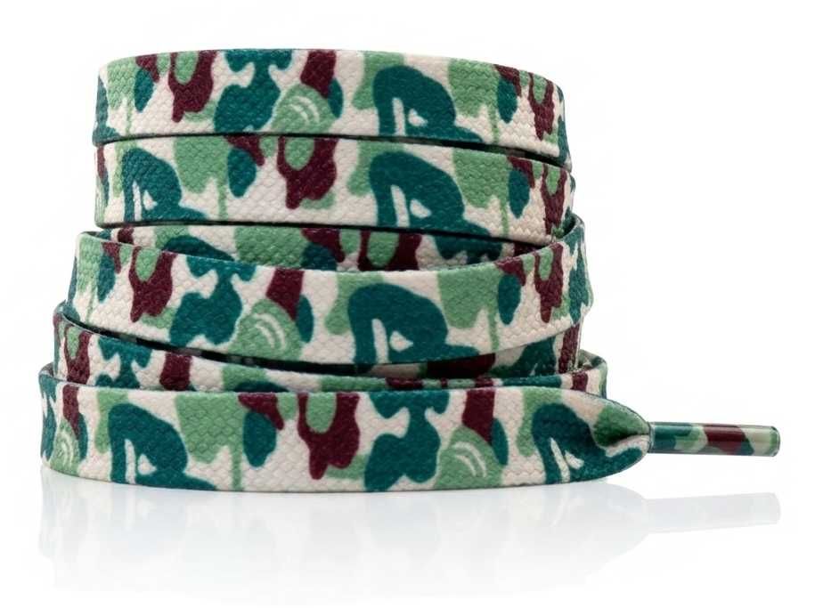Modne Sznurówki Army Green | Styl Streetwear Custom Kamuflaż