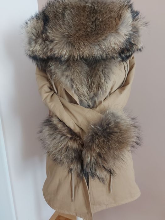Parka Rozenek futro naturalne Jenot Nowość Poszukiwana