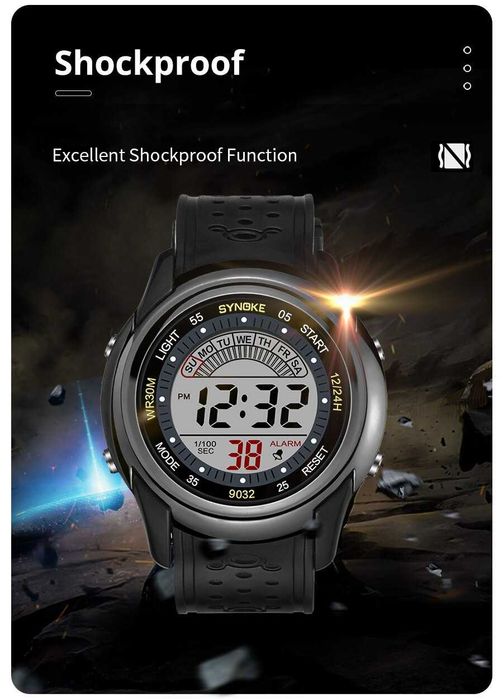 Damski zegarek cyfrowy Synoke sportowy elektroniczny stoper datownik