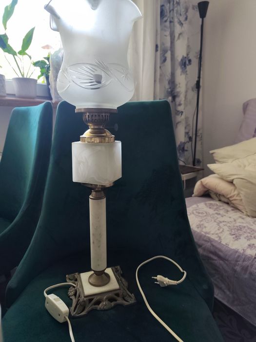Lampa kolumnowa mosiądz onyks