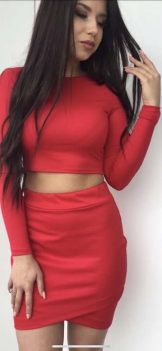 Sukienka tooshe set sexy komplet czerwony 2 częściowy rozm S