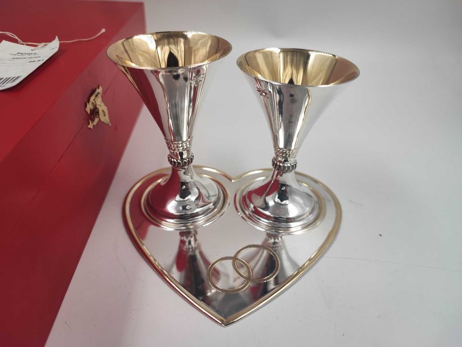 Весільний танець чарок на таці зі срібла 925