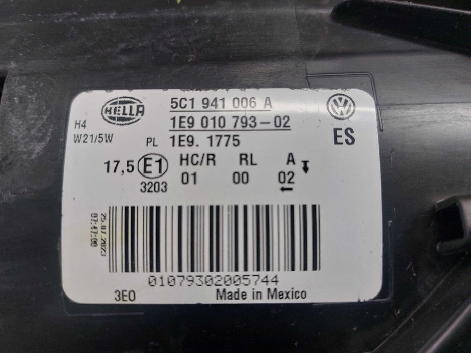 Reflektor Lampa Volkswagen New Beetle 5C