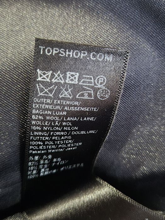 TOPSHOP, Kobaltowy, niebieski płaszcz wełniany,  wełna,  r.38
