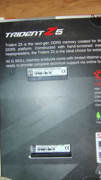 DDR5 G.skill trident Z 5600-cl36 32Gb