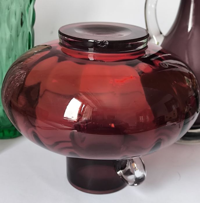 Wazon Tarnowiec duży Jaś piękne stare kolorowe szkło