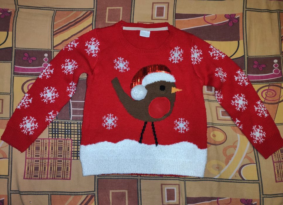 Новогодняя кофта свитер новорічний на девочку  5-11л.