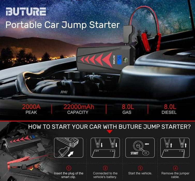 Buture Led jump starter carregador booster arranque bateria power bank