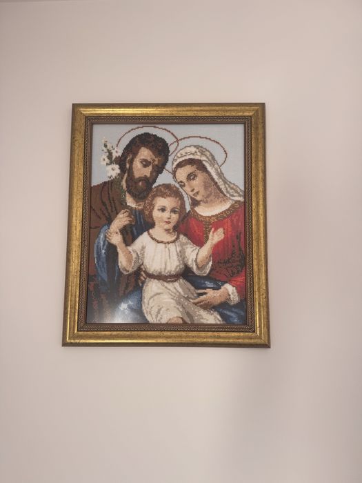 Haft krzyżykowy Święta rodzina
