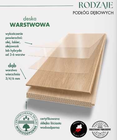Deski dębowe warstwowe MAT-TAR - deski na ogrzewanie podłogowe