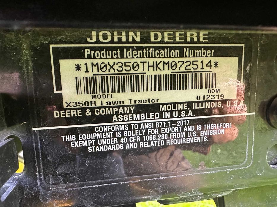 Traktorek ogrodowy JOHN DEERE X350R + DEFLEKTOR TYLNY